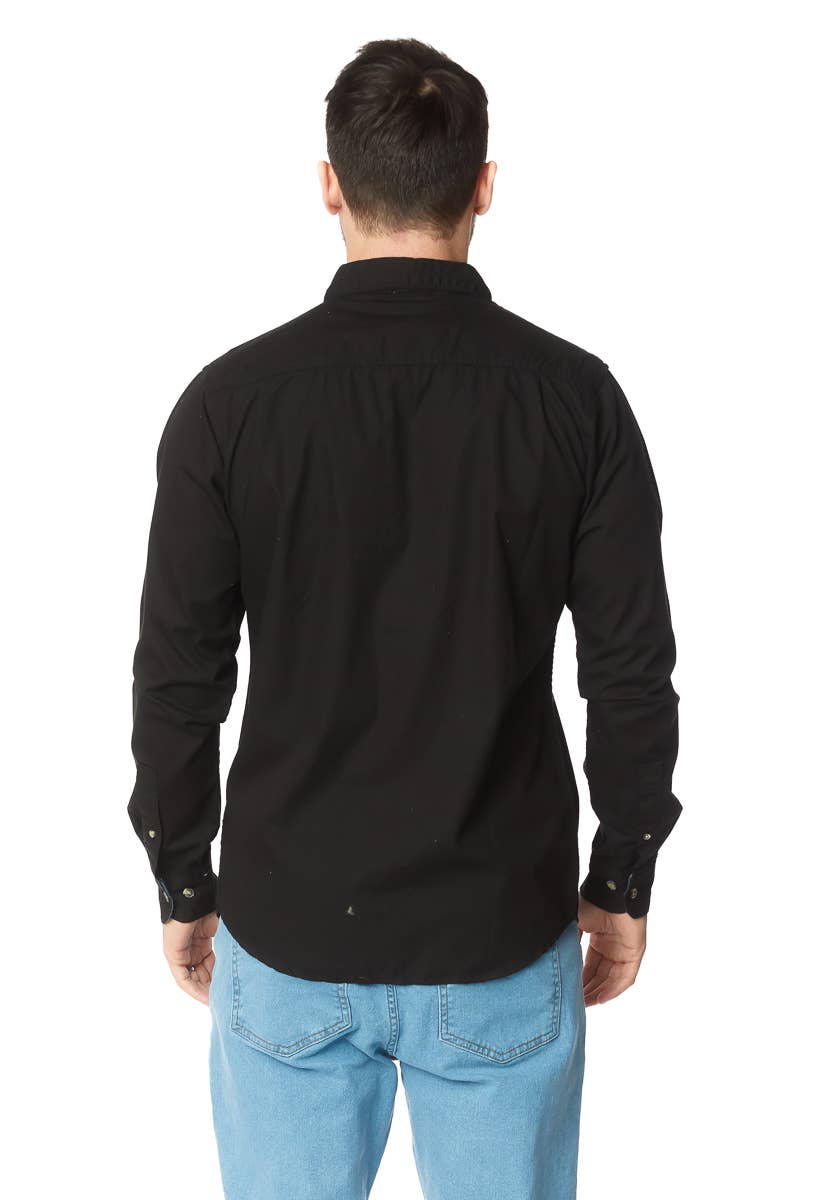 Men's Twill Cotton Canvas Shirt - Black