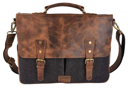 Tuzech Genuine Leather Vintage Messenger Satchel Handbag Laptop