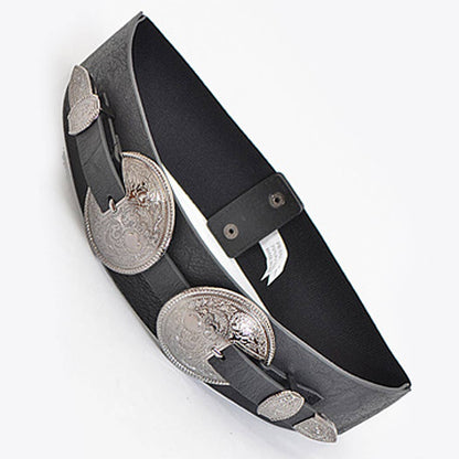 Thick Belt With Circle Antique Emblems