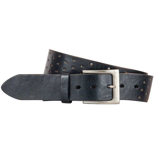 Perforata Curved Handmade Leather Belt *32 - Distressed Grey with Silver Tip