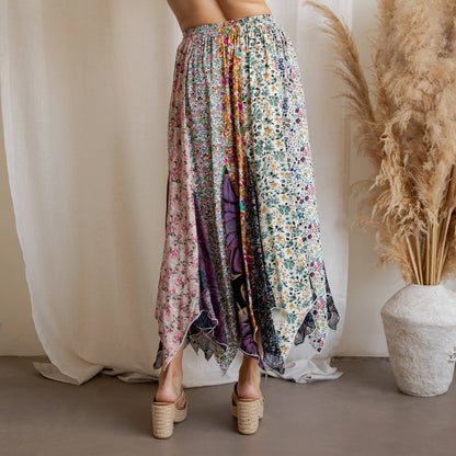 Curve Bohemian Handkerchief Maxi Skirt - Patchwork