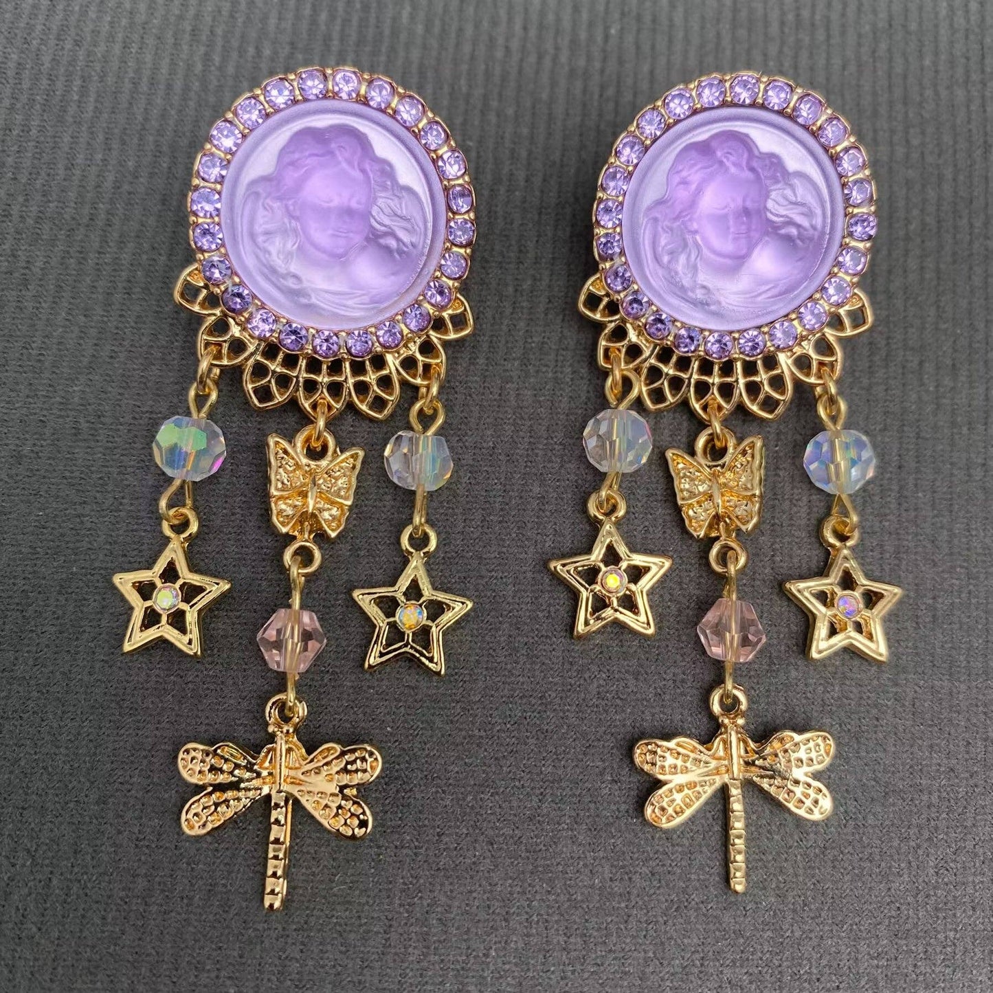 Vintage Sleepy Angel Post Earrings