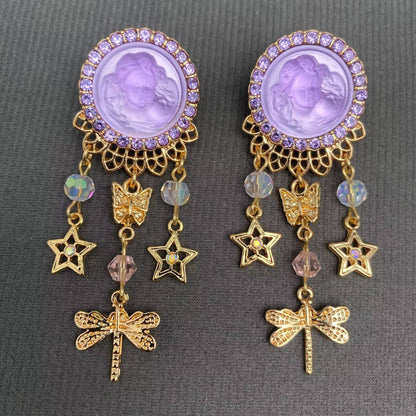 Vintage Sleepy Angel Post Earrings