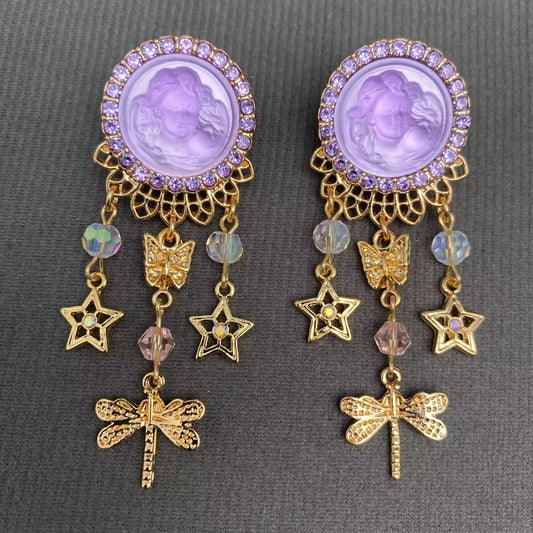 Vintage Sleepy Angel Post Earrings