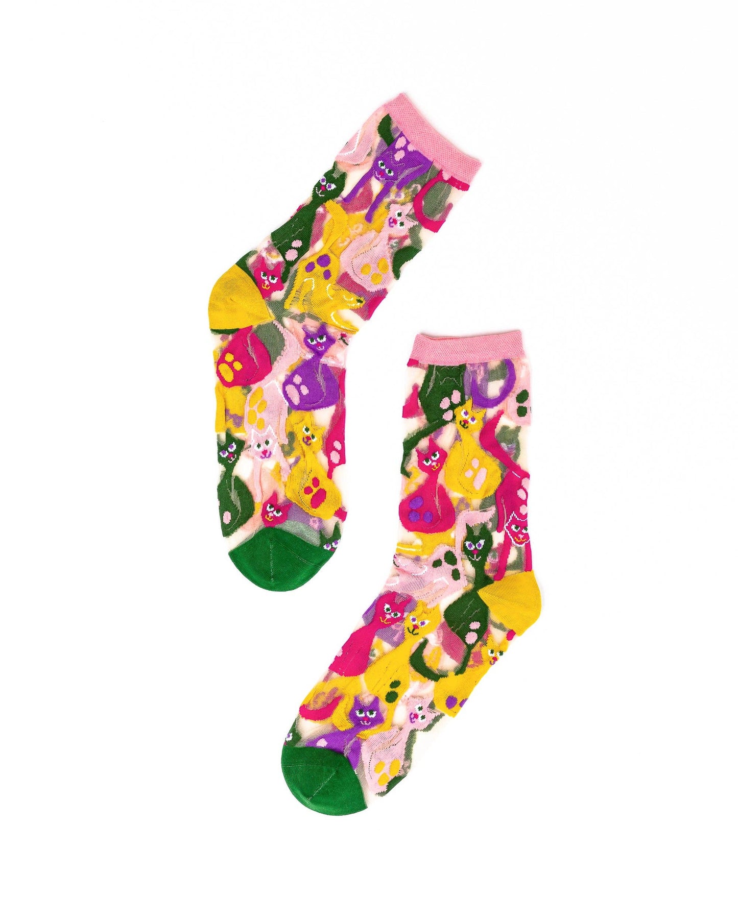 Dopamine Cats Sheer Crew Sock