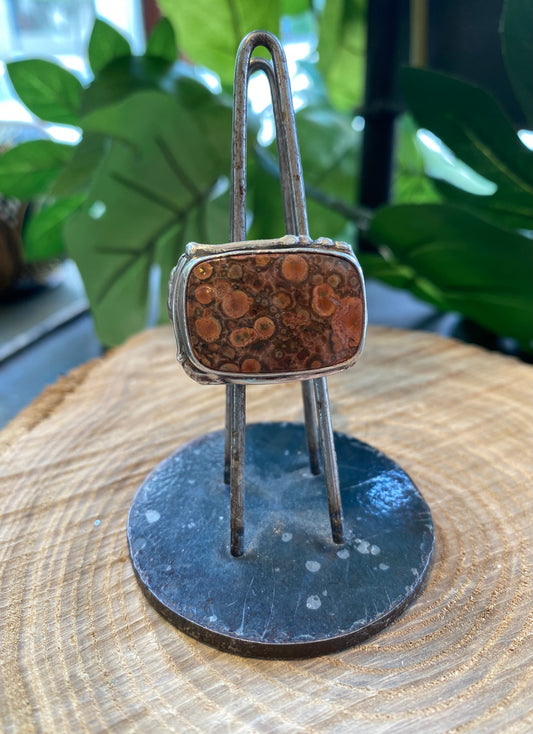 Rectangle Ocean Jasper Fine Silver Ring *425R-21