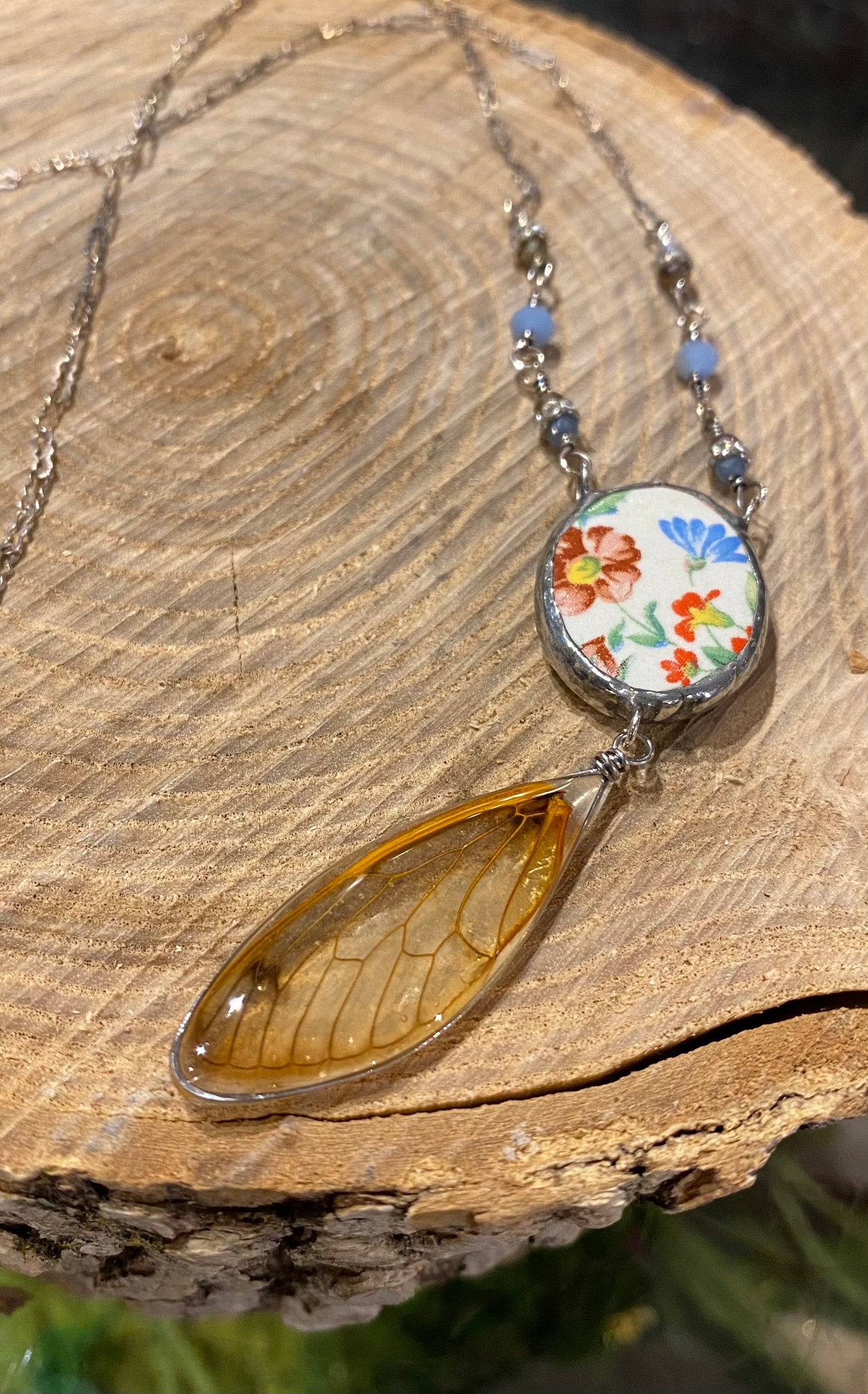 Large Ceramic Cicada Necklace *N258