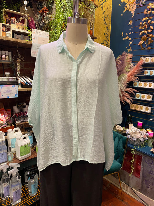Oversized Button-Down Shirt - Fountain