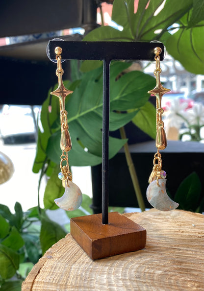 Blue Geode Moon Drops *E17
