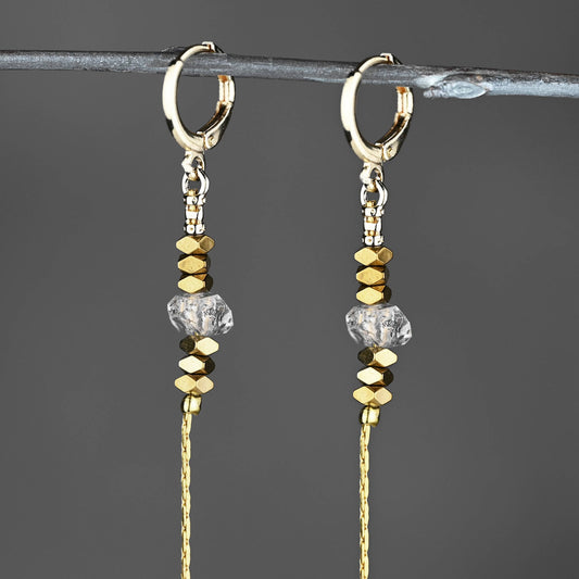 Golden Huggie w/ Herkimer Diamond Earrings