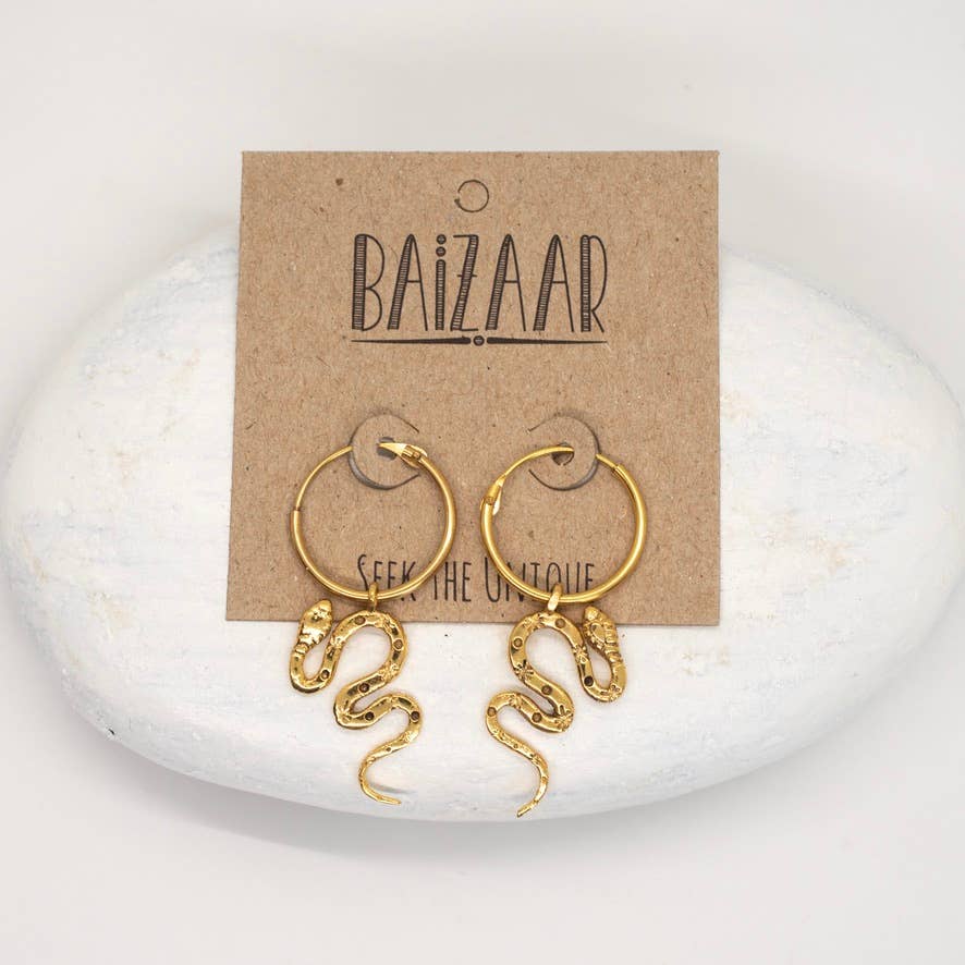 Brass Snake Hoop Earring