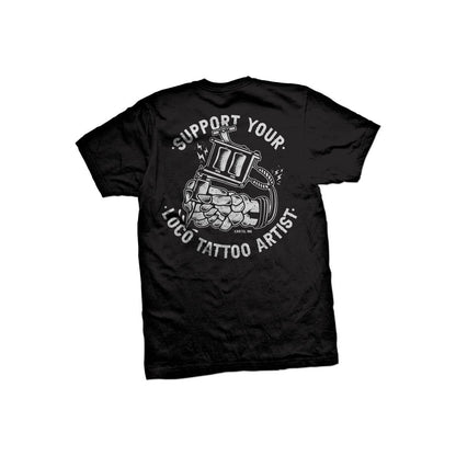 5670-BLACK WHITE | Support Your Loco Tattoo Artist - Black White / 2X