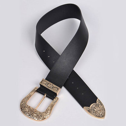Swirl Metal Buckle Belt - Black Gold
