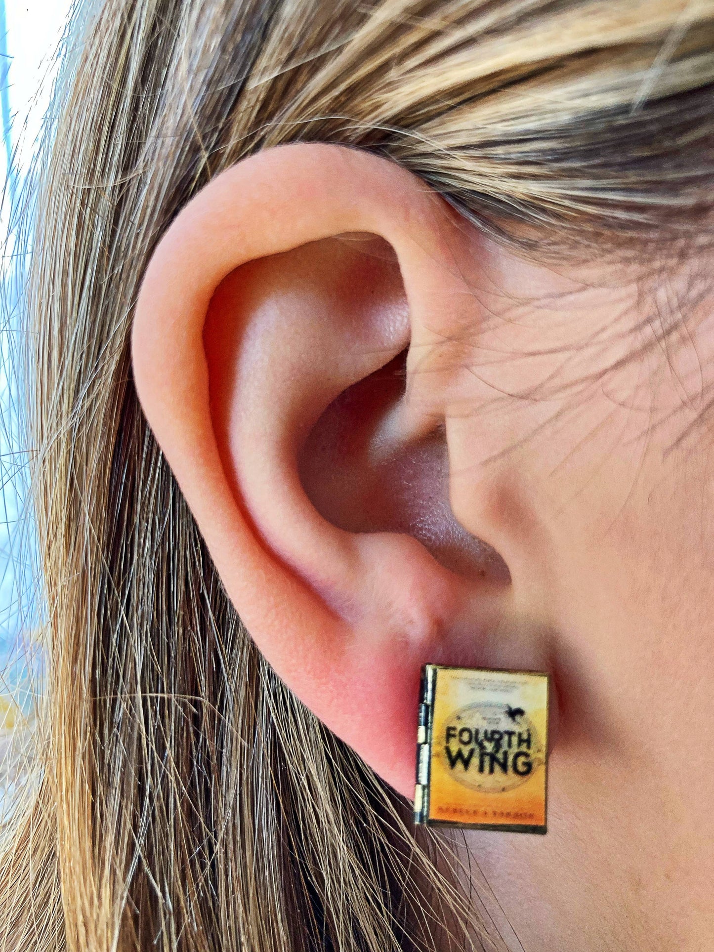 Post Earrings Book Locket Fourth Wing
