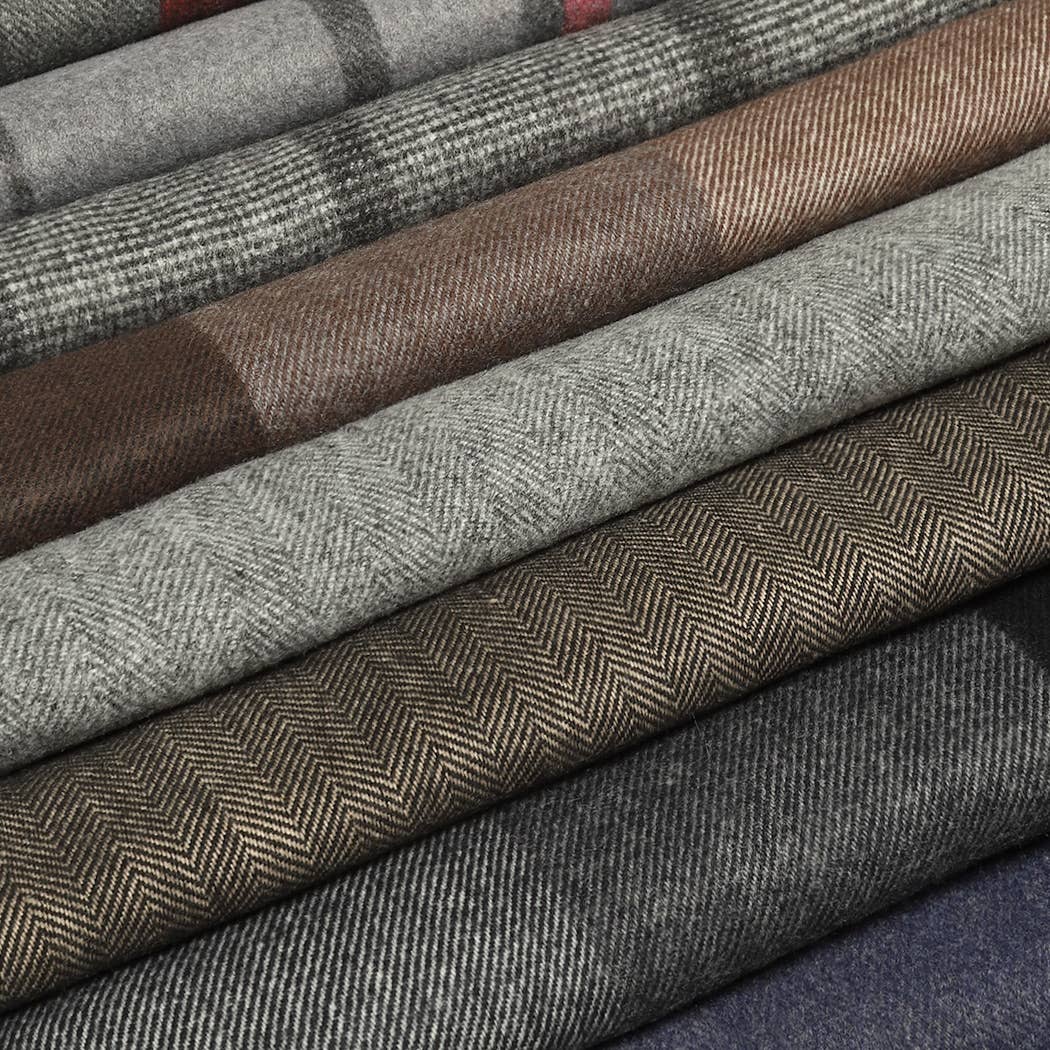 Plaid Herringbone Lightweight Cashmere Feel Scarf - Grey