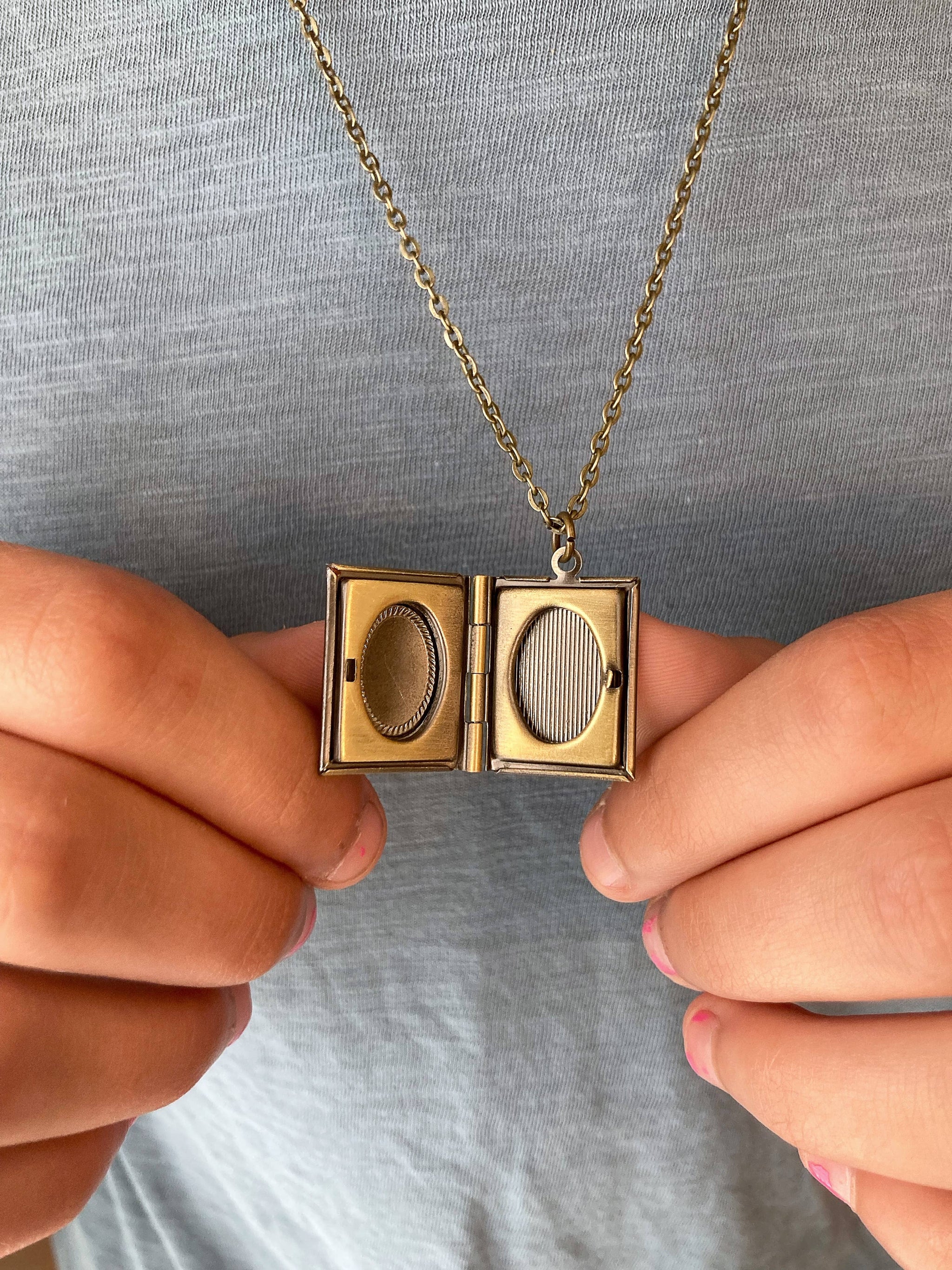 Book Locket Frankenstein 1930's Bronze La De Da