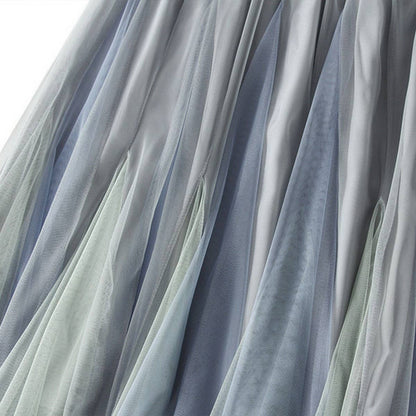 Layered Ombre Tulle Flared Maxi Skirt - multiple variants