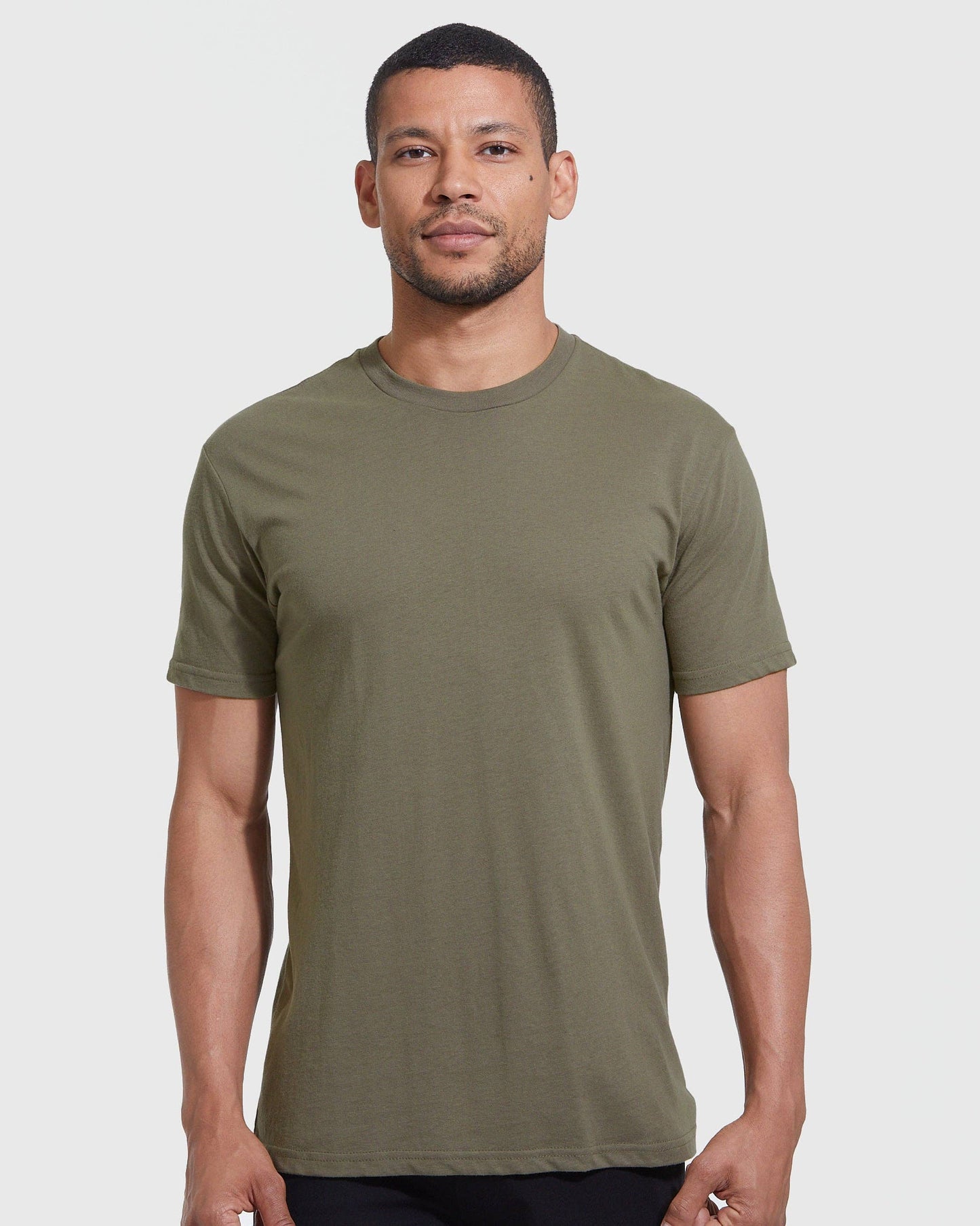 Mens Military Green Short Sleeve Crew Neck T-Shirt