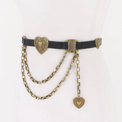 Faux Leather Multi Metal Belt - BKATG
