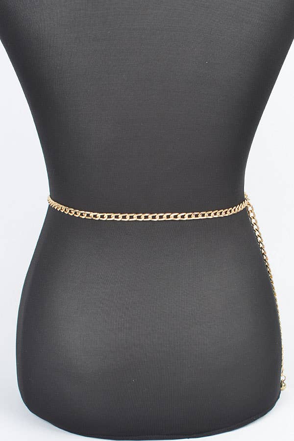 Multi Layered Metal Chain Belt - Gold