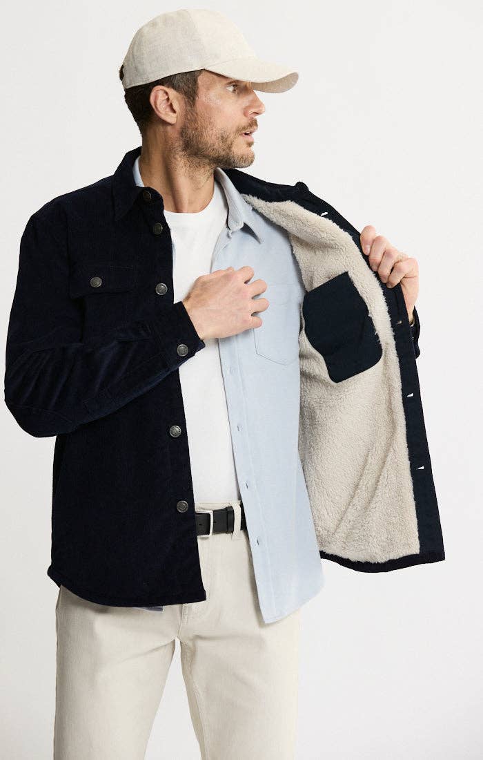 Concord Sherpa Lined Corduroy Shirt Jacket - Dark Navy