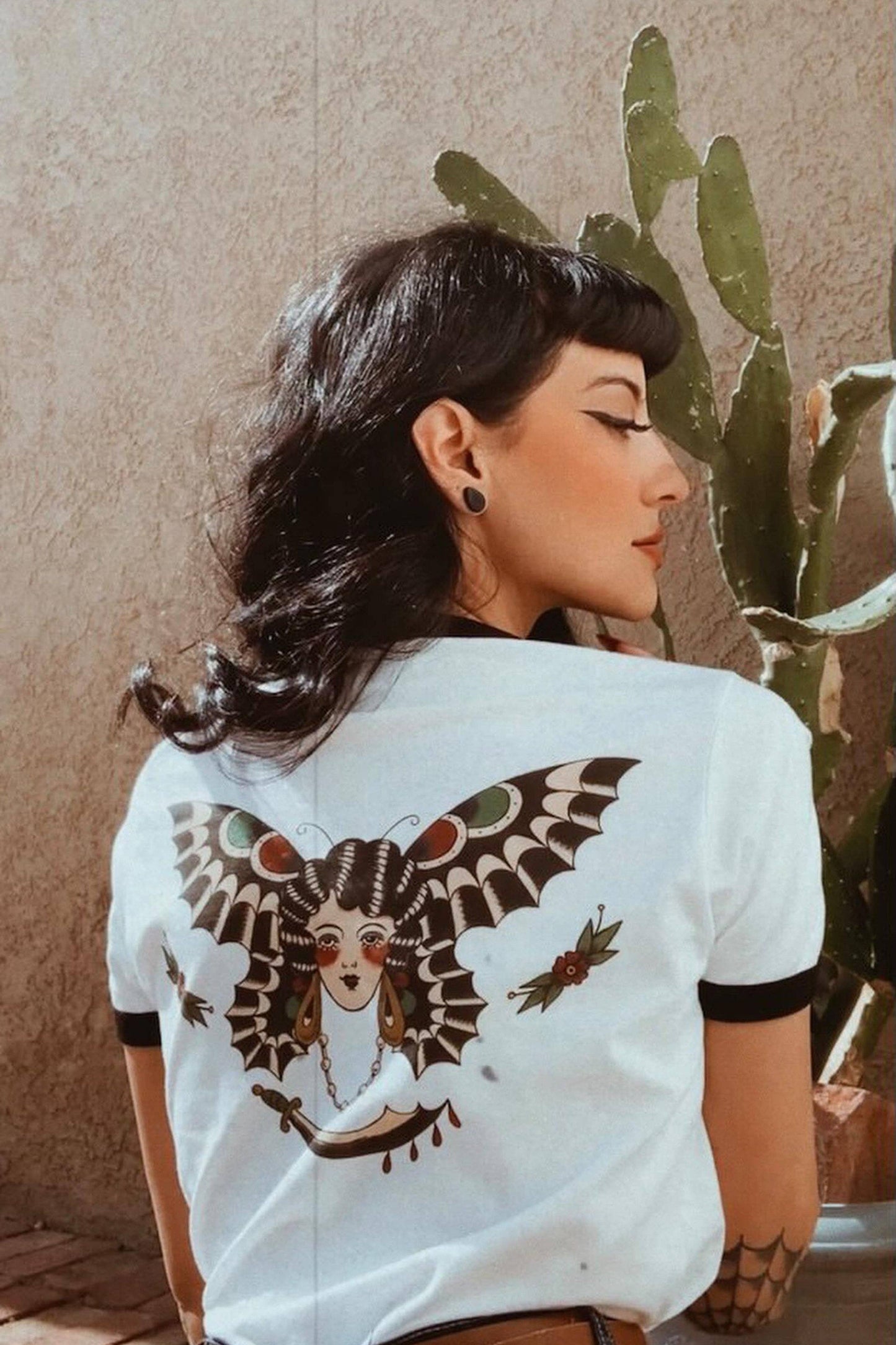 Butterfly Lady Unisex Ringer Tee