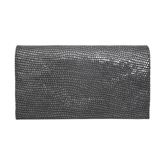 Eloise Handcrafted Leather Wallet - Lizard Black
