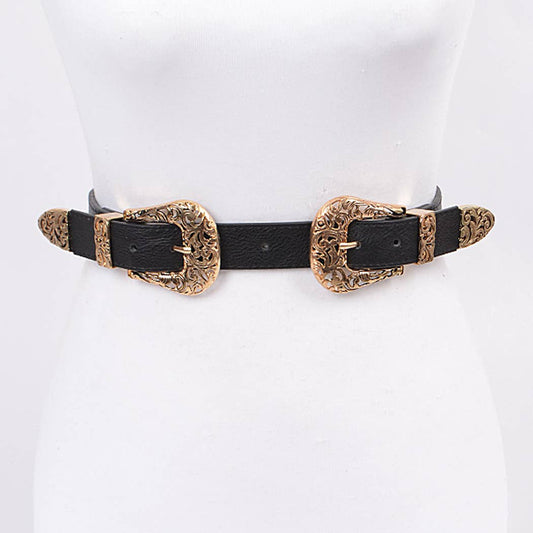 Day To Day Antique Designed Belt - Black/Gold