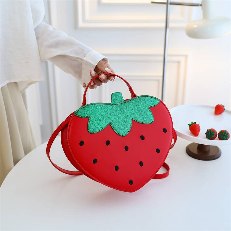 Cute strawberry crossbody bag fruit handbag - Red