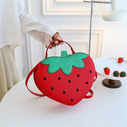 Cute strawberry crossbody bag fruit handbag - Red
