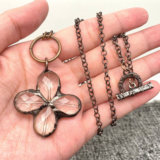 Irregular Four-leaf Clover Shape Crystal Necklace