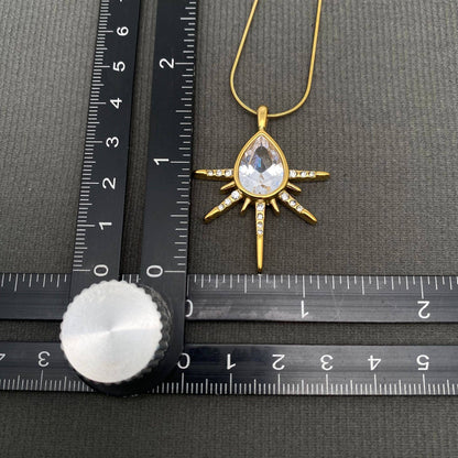 Sparkling Zircon Charm 18K Gold Plated S.Steel Necklace -FGS