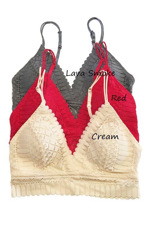 Padded Lace Longline Silhouette Bralette - (Choose Color)