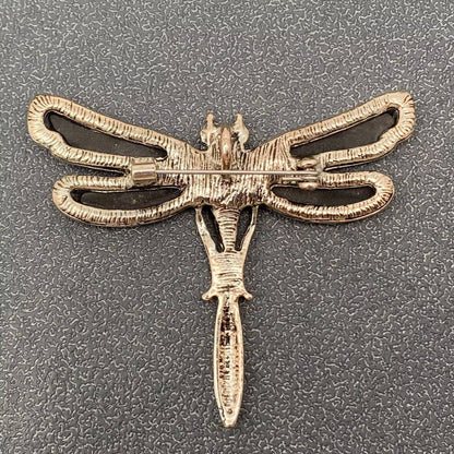 Abalone Shell Silver Tone Dragonfly Brooch