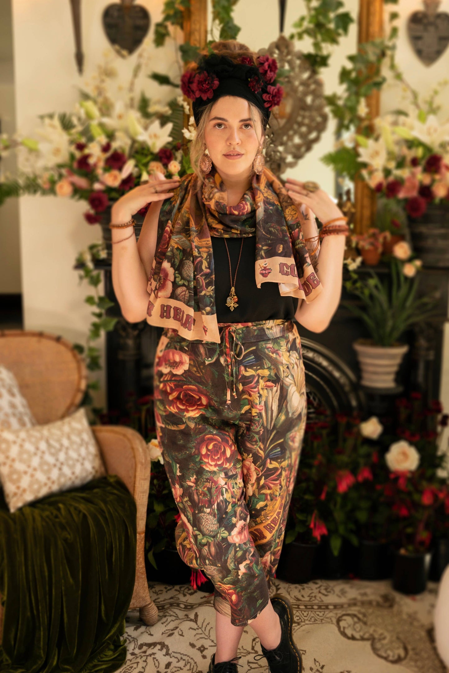 Courage Dear Heart Scarf with Sacred Heart