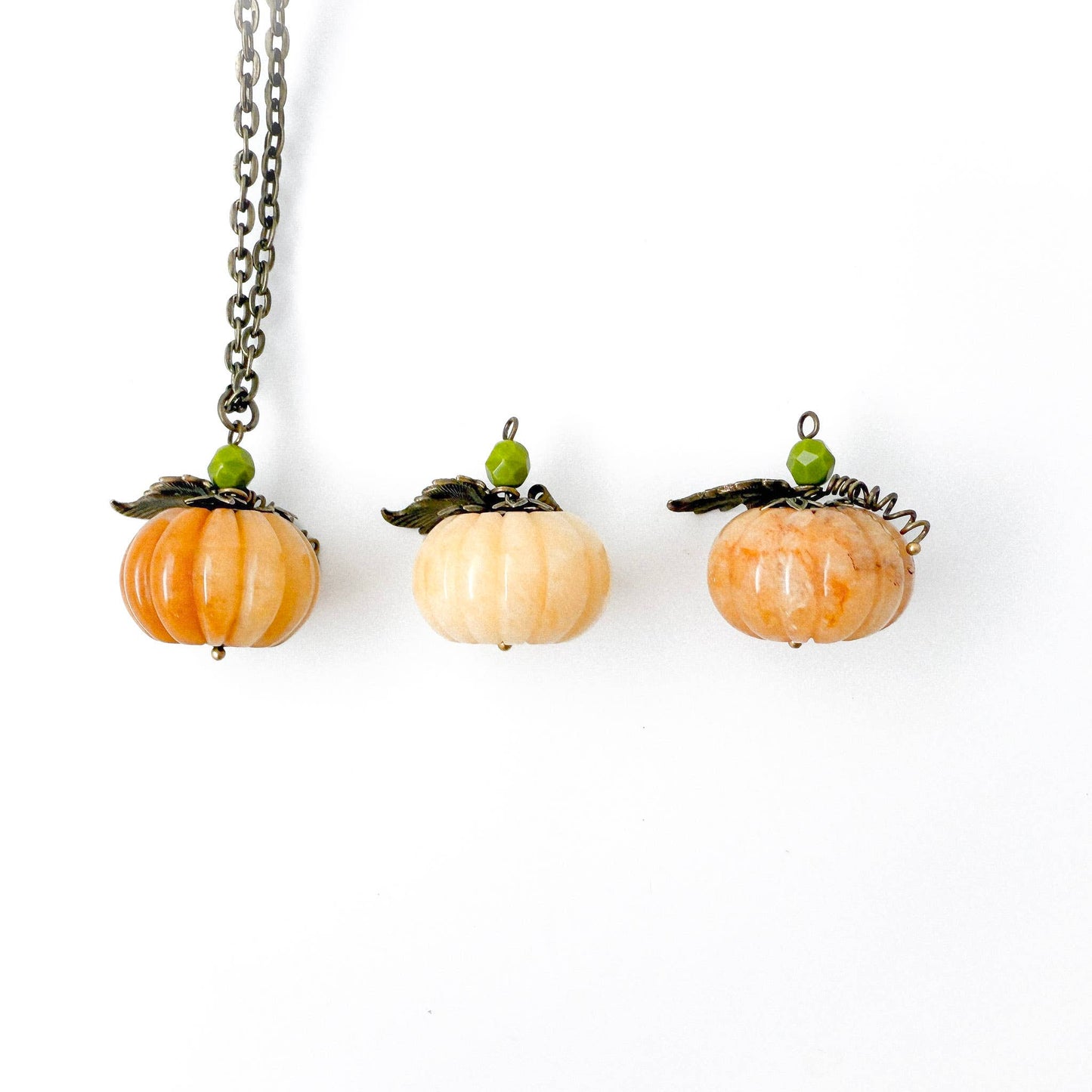 Stone Pumpkin Pendant - Natural Topaz Jade
