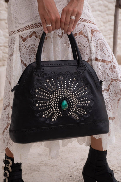 Mini Queen Peacock Bag - Black/ Turquoise