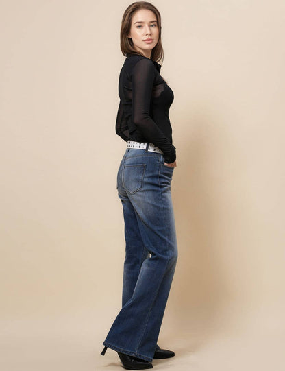 Round Neck Mesh Layering Top - Black