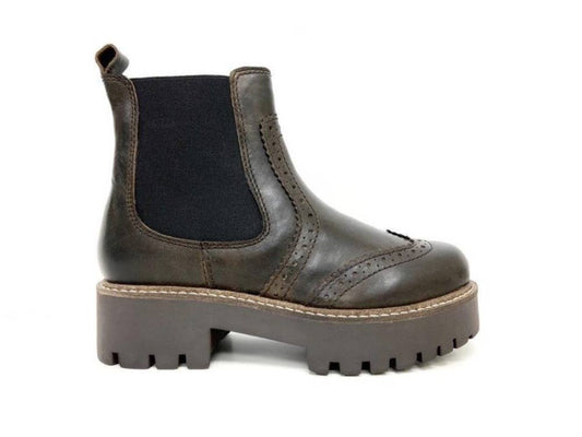Emma Chelsea Leather Bootie - Brown Oxford