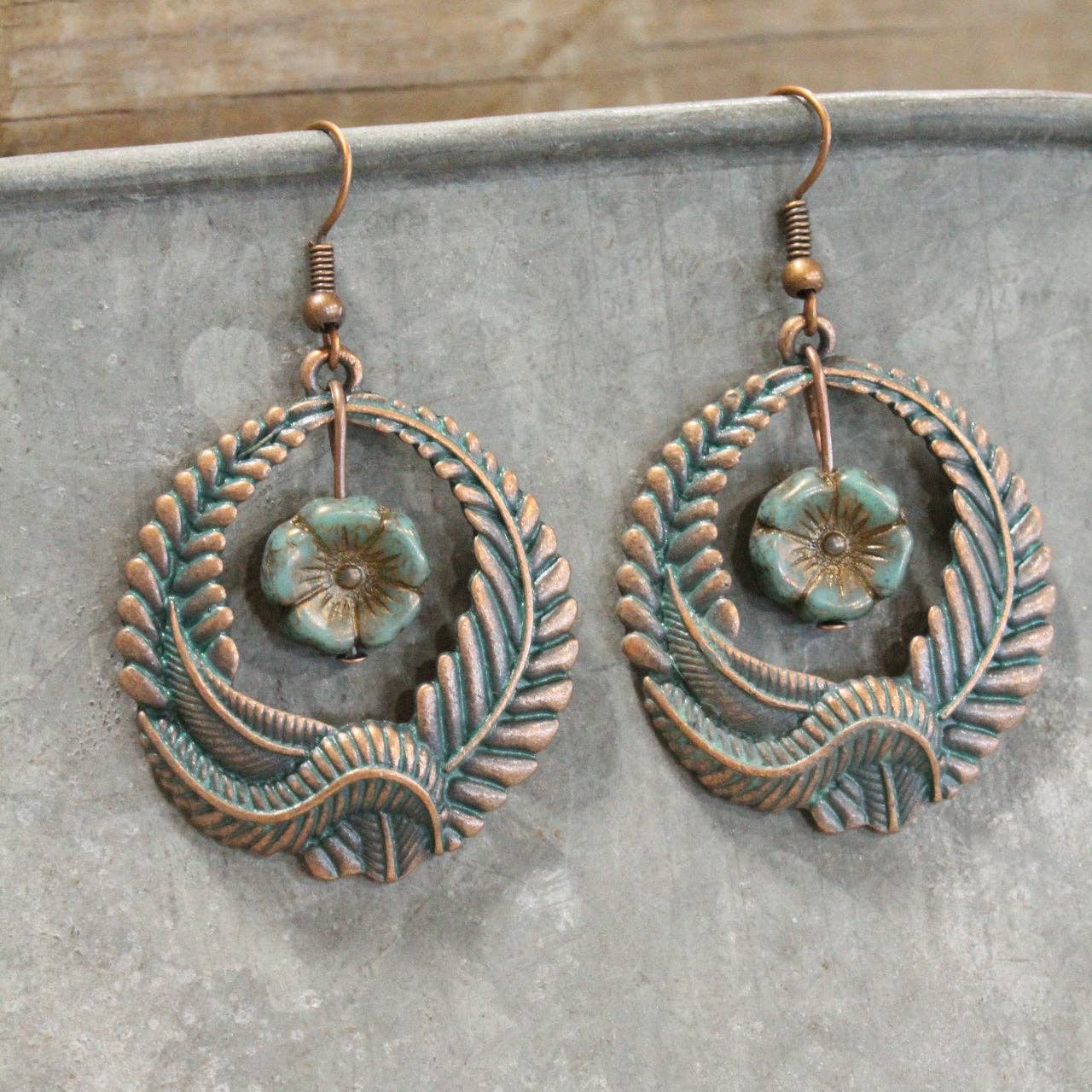 Sprouting New Leaves Patina Dangle Earrings