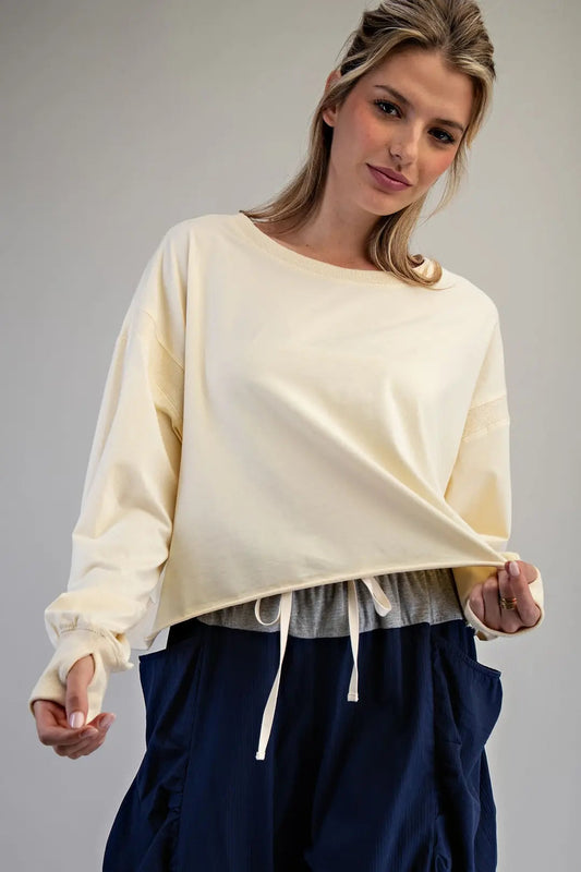 Mineral Washed Round Neck Top
