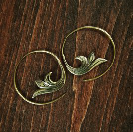 Brass Fleur de Lis Spiral Earring