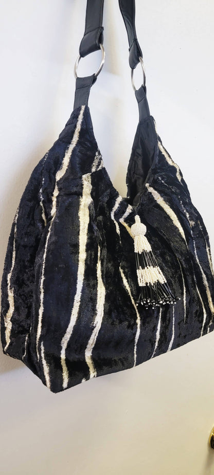 VELVET HOBO TIE DYE - Black