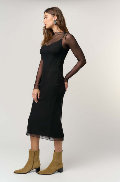 Shibon Layered Mesh Dress - Black