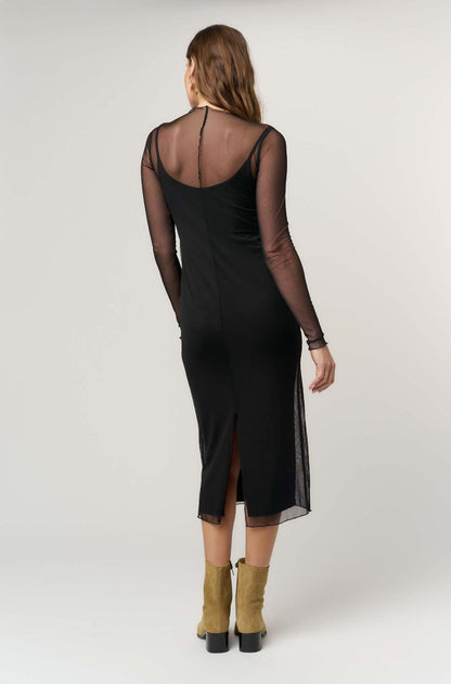 Shibon Layered Mesh Dress - Black