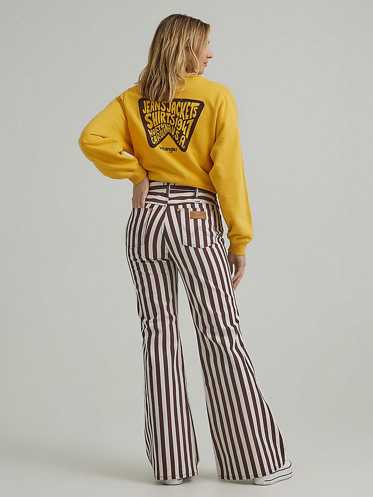 Laser Striped Wanderer 622 High Rise Flare - Dahlia - La De Da