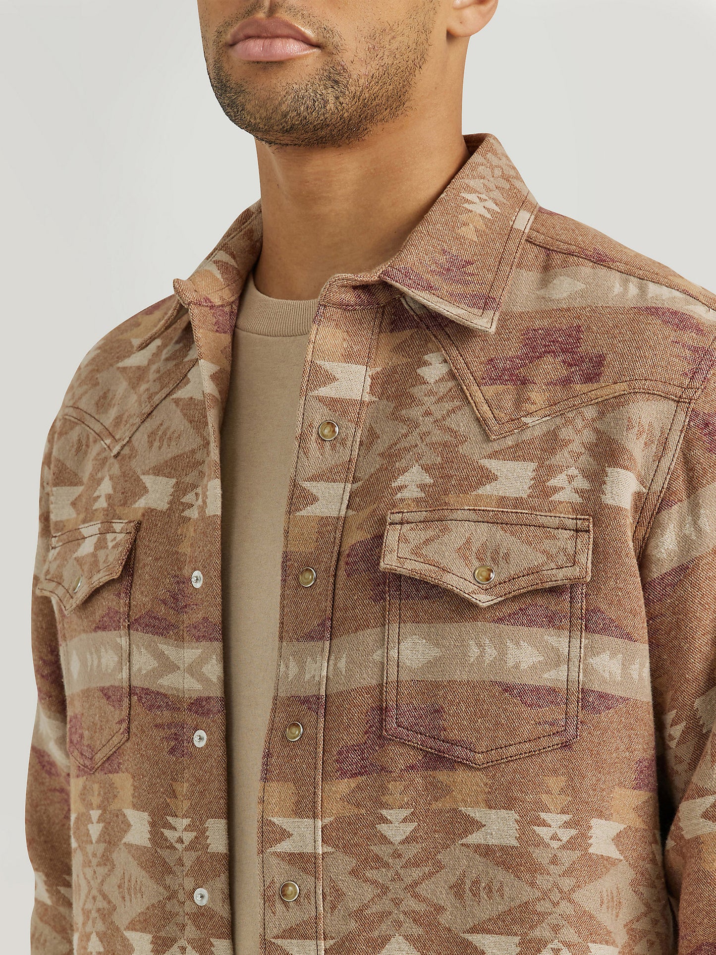 Men's Wrangler Retro Jacquard Snap Shirt - Sand