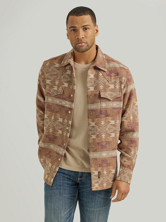 Men's Wrangler Retro Jacquard Snap Shirt - Sand