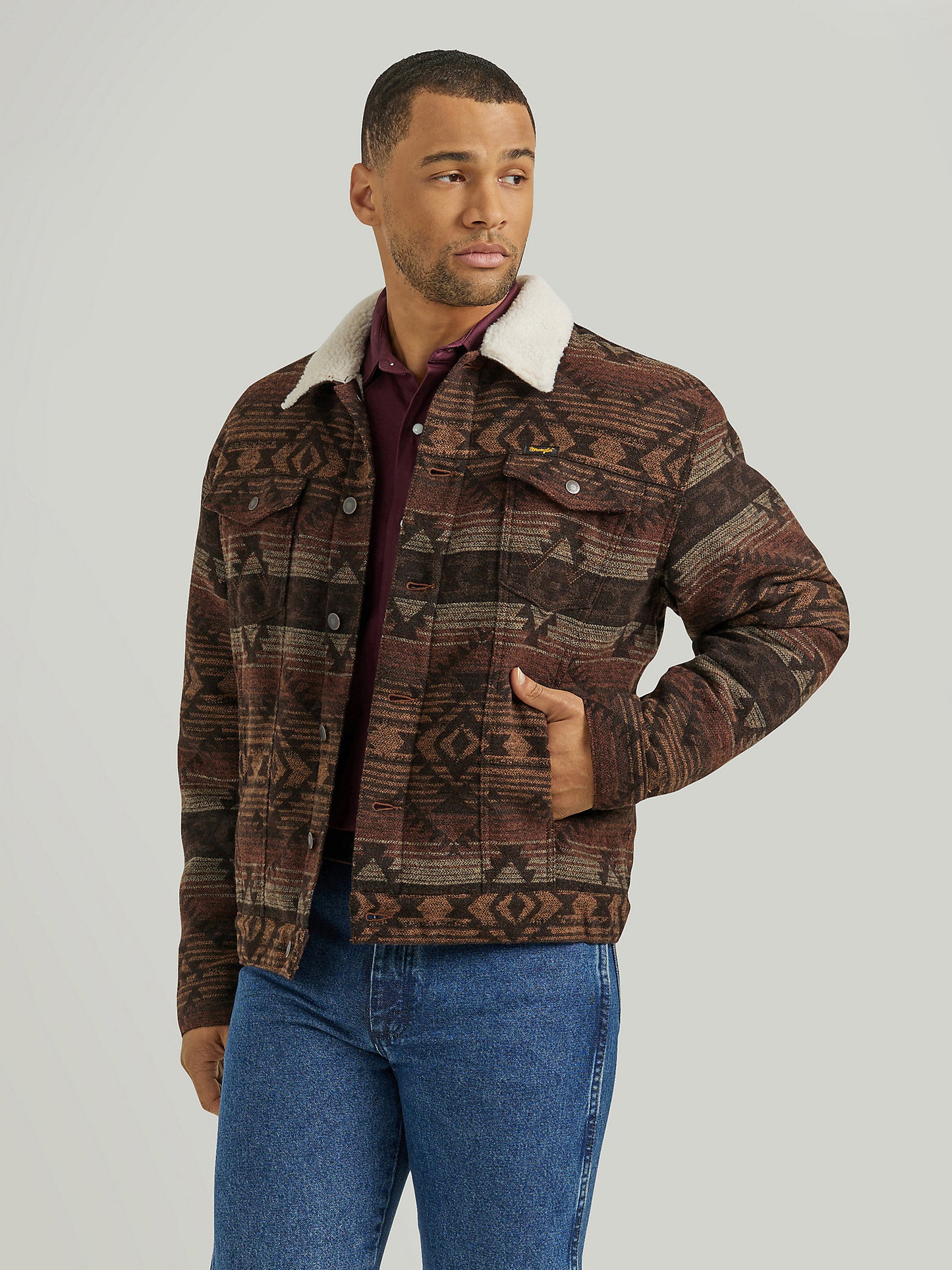 Sherpa Jacquard Print Jacket