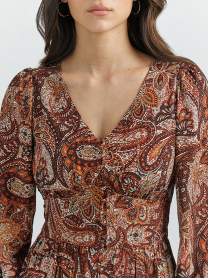 Paisley Maxi Dress- Burgandy